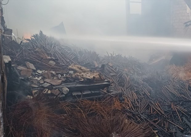 Hiện trường vụ hỏa hoạn. (Ảnh: Công an cung cấp)  Hiện trường vụ hỏa hoạn. (Ảnh: Công an cung cấp)