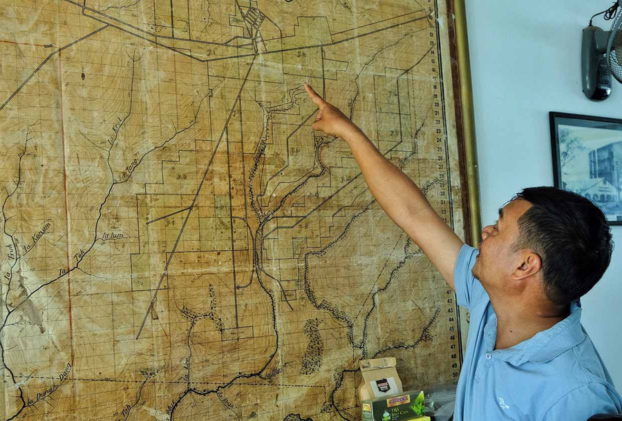 Một phần bản đồ quy hoạch thể hiện rất chi tiết khu vực sở trà Bàu Cạn ngày nay. Ảnh: Hoàng Ngọc