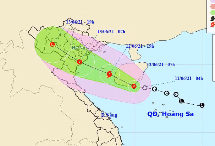 Dự báo vị trí và hướng di chuyển của áp thấp nhiệt đới - Nguồn: Trung tâm dự báo khí tượng thủy văn quốc gia