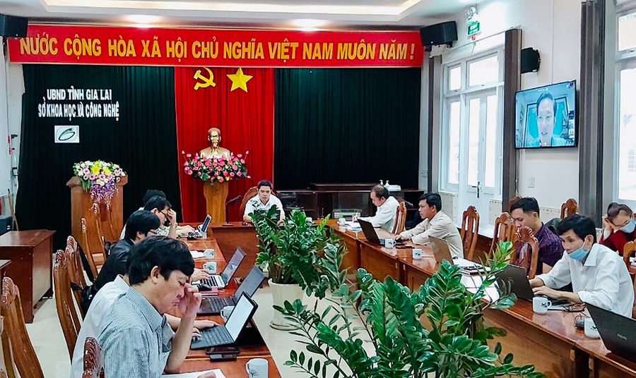  Quang cảnh buổi làm việc tại điểm cầu Gia Lai. Ảnh: Trần Dung 