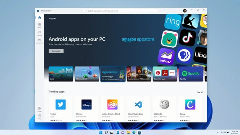 Các ứng dụng Android cũng có thể chạy trên Windows 11. ẢNH: MICROSOFT Các ứng dụng Android cũng có thể chạy trên Windows 11. ẢNH: MICROSOFT
