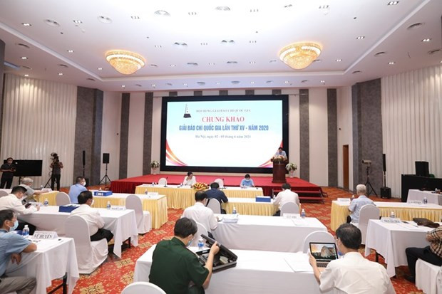 Quang cảnh buổi chấm chung khảo. (Ảnh: Minh Quyết/TTXVN) Quang cảnh buổi chấm chung khảo. (Ảnh: Minh Quyết/TTXVN)