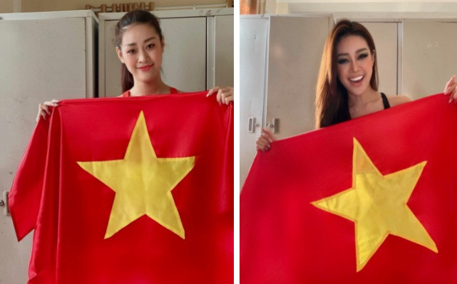 Trong khu cách ly, Hoa hậu Khánh Vân nhiệt tình cổ vũ cho ĐT Việt Nam tại vòng loại thứ 2 World Cup 2022 khu vực châu Á.