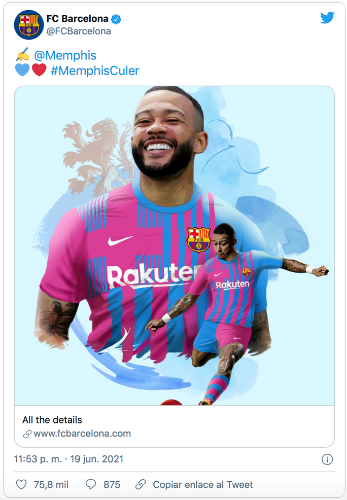 Thông báo chính thức trên trang chủ Twitter của Barcelona