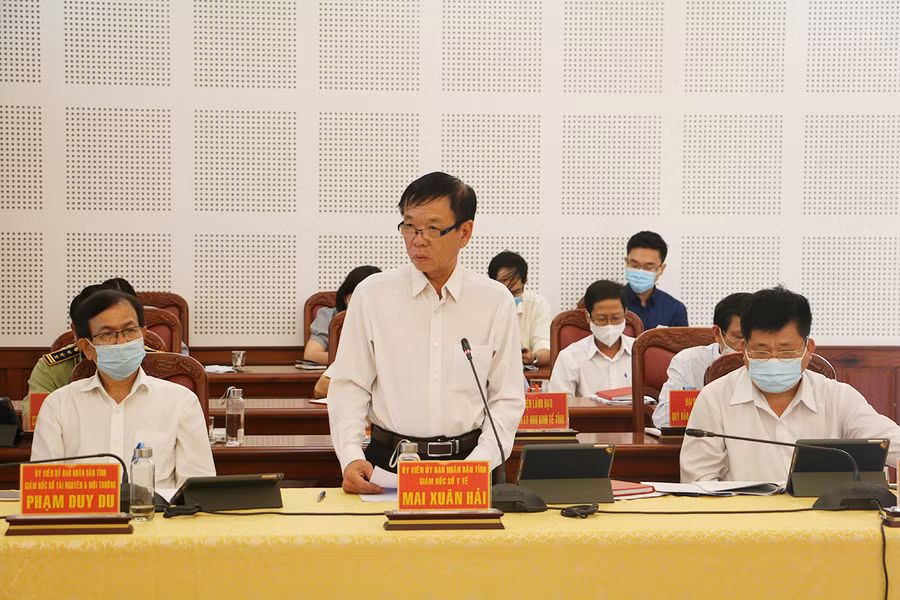 Ông Mai Xuân Hải-Giám đốc Sở Y tế phát biểu tại hội nghị. Ảnh: Quang Tấn