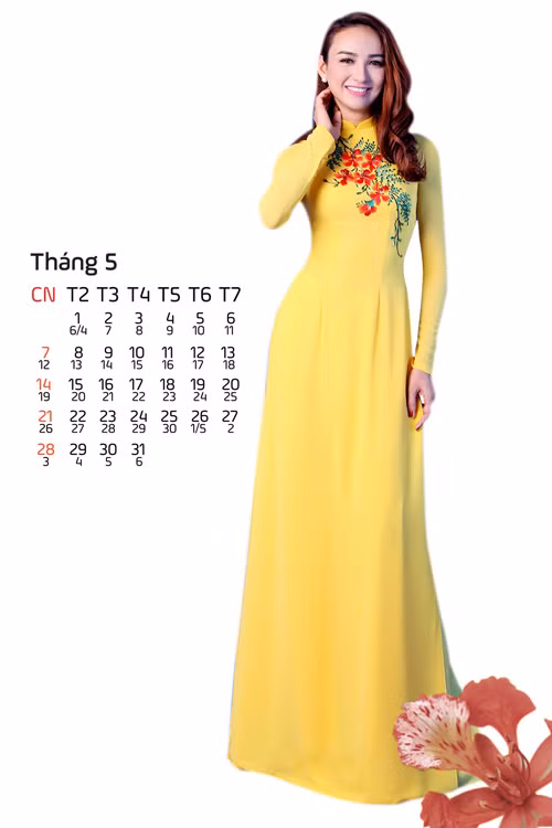 Hoa Hậu Ngọc Diễm với sắc phượng vĩ rực rỡ của tháng 5.