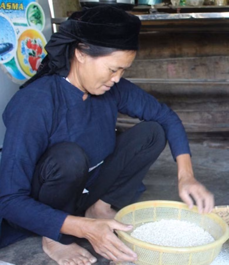 Chuẩn bị vật liệu để làm rượu ngô men lá. Ảnh: T.B Chuẩn bị vật liệu để làm rượu ngô men lá. Ảnh: T.B