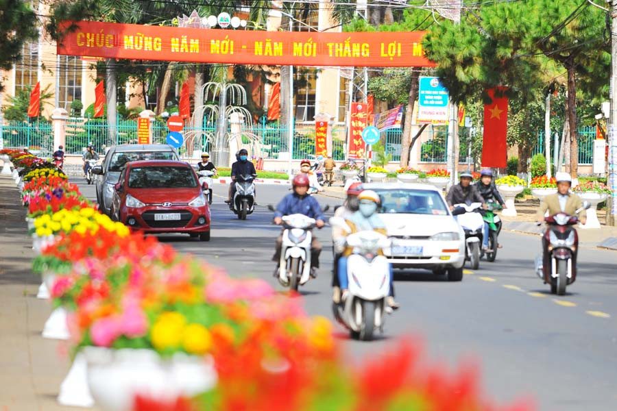 Đường phố Pleiku được trang hoàng đón Xuân Đinh Dậu. 2