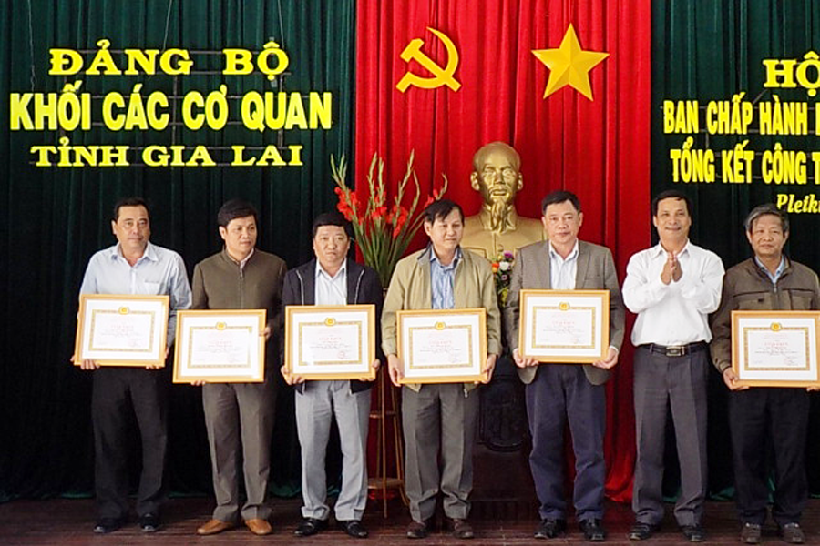 Khen thưởng các TCCS đảng và đảng viên. Ảnh: T.N