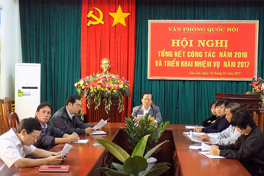 Đầu cầu Gia Lai dự Hội nghị trực tuyến Văn phòng Quốc hội . Ảnh: T.N