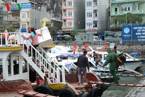 Người lính hối hả trở về đơn vị trên cảng Cái Rồng, huyện Vân Đồn, Quảng Ninh. Người lính hối hả trở về đơn vị trên cảng Cái Rồng, huyện Vân Đồn, Quảng Ninh.
