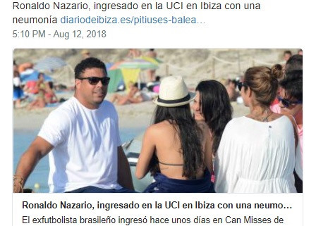 Người hâm mộ lo âu khi hay tin Ronaldo (trái) nhập viện khi đang đi nghỉ ở Tây Ban Nha CHỤP MÀN HÌNH