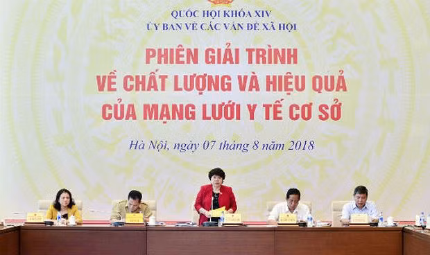Chủ nhiệm Ủy ban về các vấn đề xã hội của Quốc hội- bà Nguyễn Thúy Anh phát biểu tại phiên giải trình