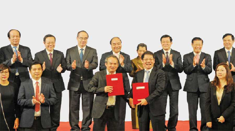 Quang cảnh lễ công bố hợp tác chiến lược giữa HAGL và THACO. (Ảnh: internet)