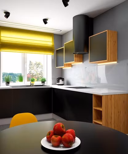 Tủ bếp trên có thiết kế độc đáo.