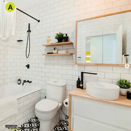  Lát gạch ngang tạo cảm giác nhà tắm rộng hơn - Ảnh: Instagram