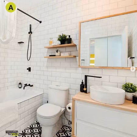  Lát gạch ngang tạo cảm giác nhà tắm rộng hơn - Ảnh: Instagram