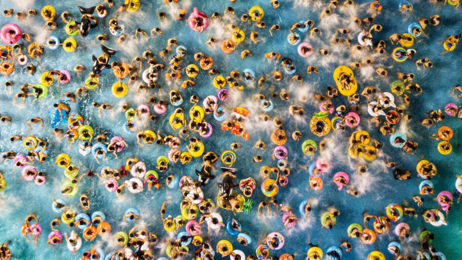  Nam Kinh, Trung Quốc: Thành phố được biết đến với lịch sử, đền thờ và kiến trúc cổ. Trong những ngày hè, công viên nước mới là nơi thu hút người dân và du khách. (Nguồn: Getty Images)