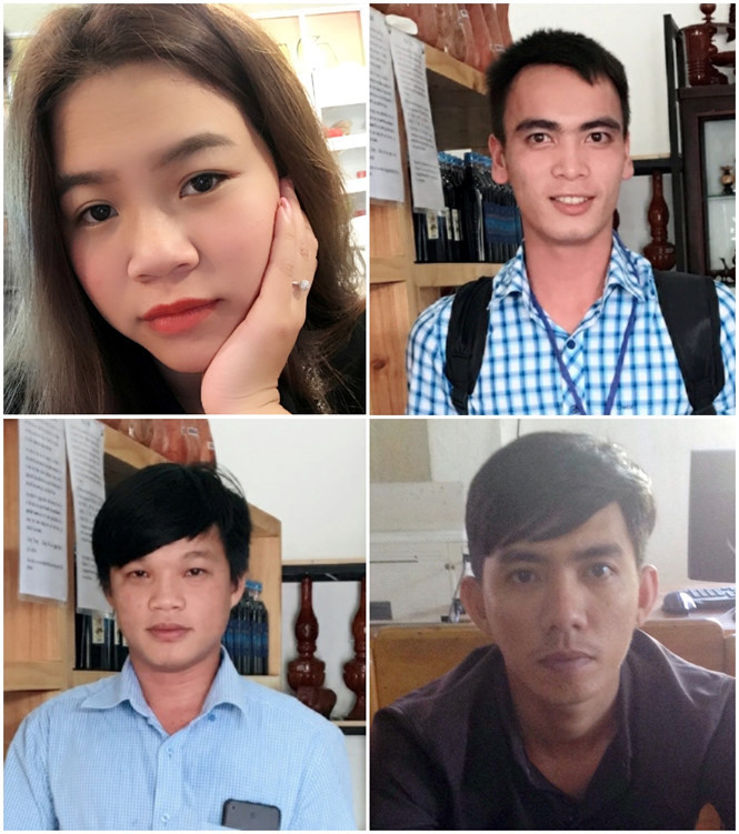 Từ trái qua (trên xuống) Loan, Ngọc, Minh, Phúc  Từ trái qua (trên xuống) Loan, Ngọc, Minh, Phúc