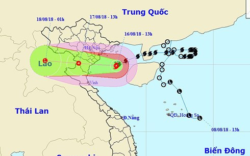 Vị trí tâm bão đang trên đảo Bạch Long Vĩ.  Vị trí tâm bão đang trên đảo Bạch Long Vĩ.