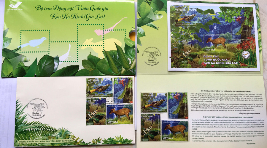 Bộ 4 mẫu tem về các động vật đặc đặc hữu chính thức phát hành ngày 18-8-2018. Ảnh: Hoàng Ngọc