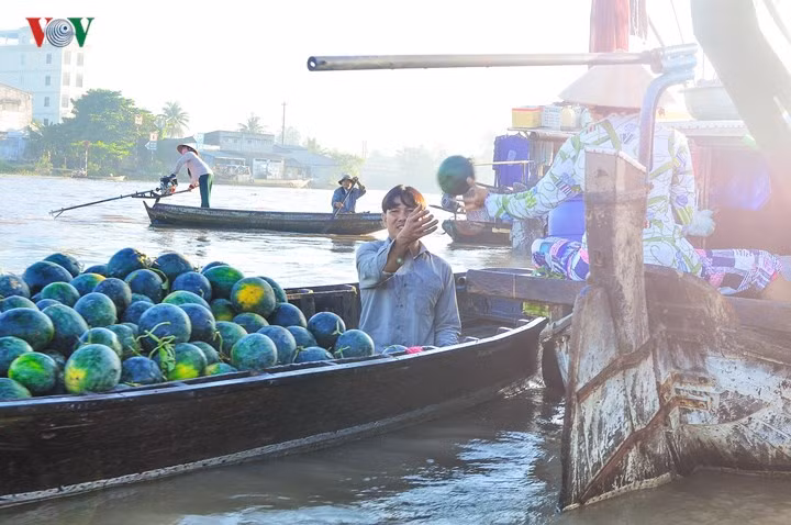 Trái cây đủ màu rực rỡ, mùi thơm nức từ thuyền bán bún phở, tiếng ngã giá vui tai sẽ khiến cho buổi sáng miền Tây của bạn thật đáng nhớ.