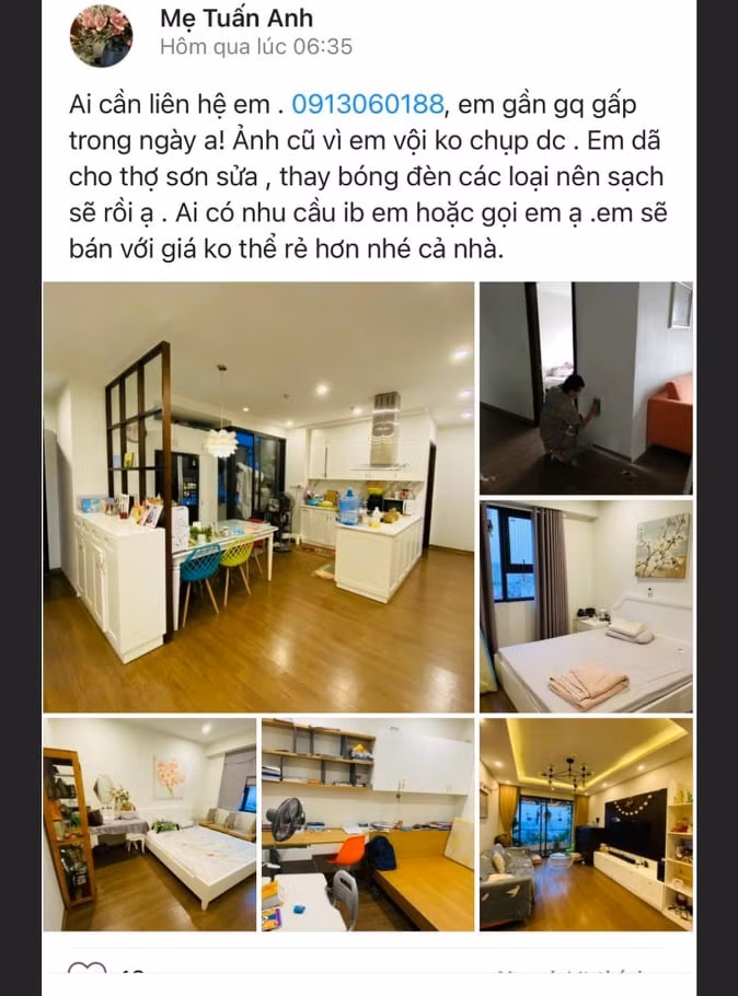 Thông tin Nguyệt rao bán căn hộ đi thuê tại chung cư FLC 36 Phạm Hùng trên tài khoản Zalo cá nhân, lừa chiếm hơn 2 tỉ đồng của chị Thuỷ và ông Đức - ẢNH NẠN NHÂN CUNG CẤP