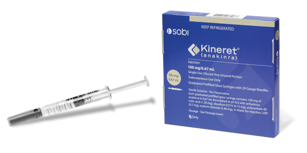 Thuốc Kineret được bào chế bởi Sobi.(Nguồn:Kineret)