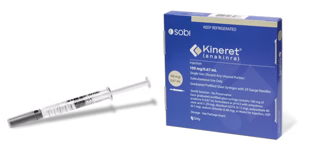 Thuốc Kineret được bào chế bởi Sobi.(Nguồn:Kineret)