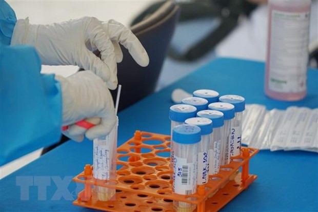 Lấy mẫu xét nghiệm SARS-CoV-2. (Ảnh: TTXVN)