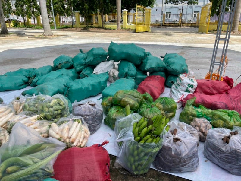  Rau, củ, quả ủng hộ TP Hồ Chí Minh được người dân tỉnh Kon Tum mang đến tại Tỉnh đoàn Kon Tum.