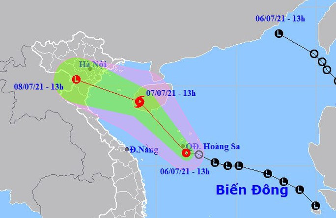 Vị trí và dự báo đường đi của hai áp thấp nhiệt đới - Nguồn: Trung tâm Dự báo khí tượng thủy văn quốc gia