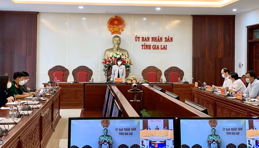  Phó chủ tịch UBND tỉnh Nguyễn Thị thanh lịch họp triển khai các biện pháp phòng-chống dịch trưa 25-7 với các tổ chuyên môn. Ảnh: Như Nguyện