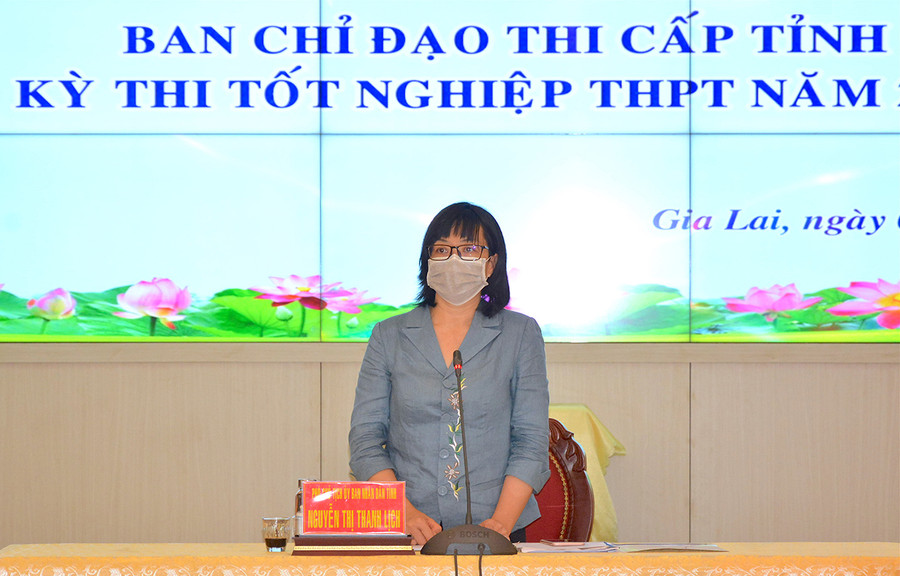Phó Chủ tịch UBND Nguyễn Thị Thanh Lịch phát biểu chỉ đạo tại cuộc họp. Ảnh: Hồng Thi
