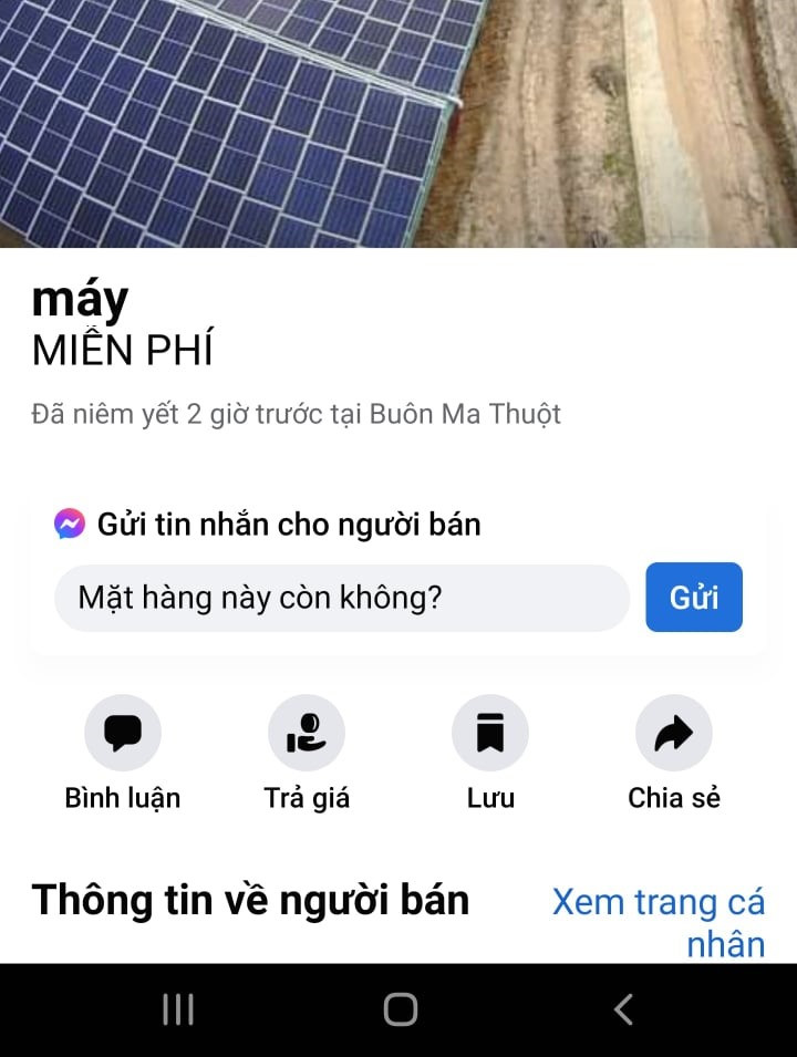 Một dự án điện mặt trời ở Đắk Lắk được rao bán trên mạng xã hội Facebook. Ảnh: Bảo Trung