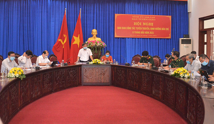 Quang cảnh Hội nghị giao ban công tác tuyên truyền, định hướng báo chí 6 tháng đầu năm 2021. Ảnh: Phương Linh Quang cảnh hội nghị giao ban công tác tuyên truyền, định hướng báo chí. Ảnh: Phương Linh