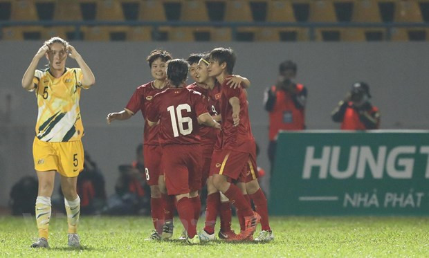 Đội tuyển nữ Việt Nam chỉ cách tấm vé dự Olympic Tokyo 2020 hai trận đấu cuối cùng với Australia. (Ảnh: Vietnam+) 