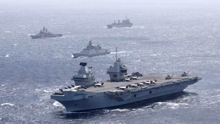 Tàu sân bay Anh HMS Queen Elizabeth tập trận cùng hải quân Ấn Độ ở Ấn Độ Dương mới đây-HẢI QUÂN ANH