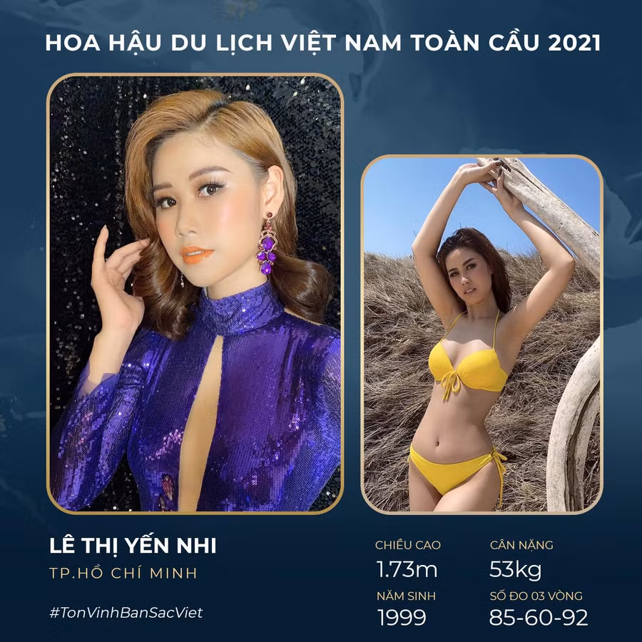 Lê Thị Yến Nhi đến từ TP.HCM. Cô cao 1,73m, số đo ba vòng nóng bỏng 85-60-92. ẢNH: BTC