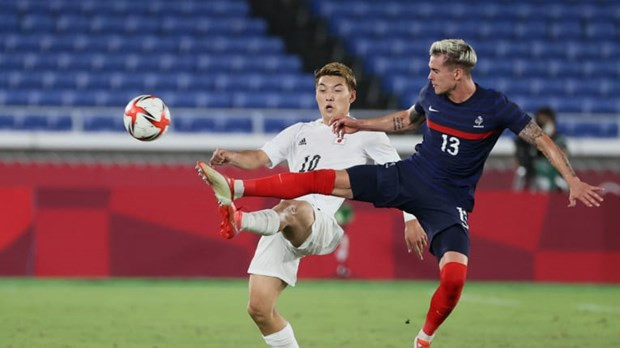 U23 Nhật Bản (áo trắng) và tứ kết sau khi thắng đậm U23 Pháp. (Nguồn: AFC)