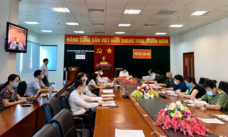  Quang cảnh cuộc họp trực tuyến tại điểm cầu Gia Lai. Ảnh: Như Nguyện