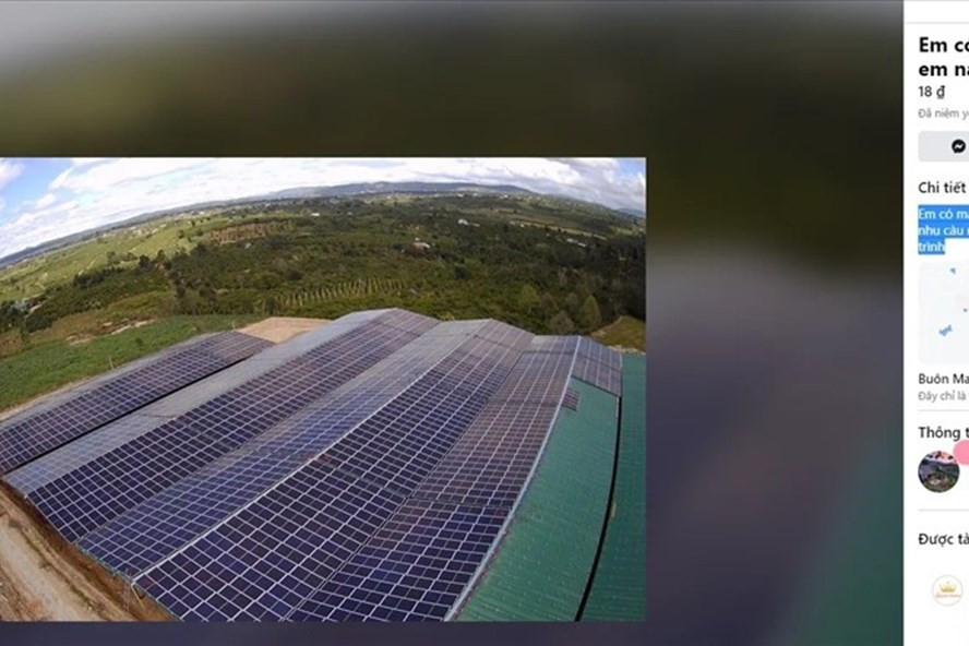 Một dự án điện mặt trời ở Đắk Lắk được rao bán trên mạng xã hội Facebook. Ảnh: Bảo Trung
