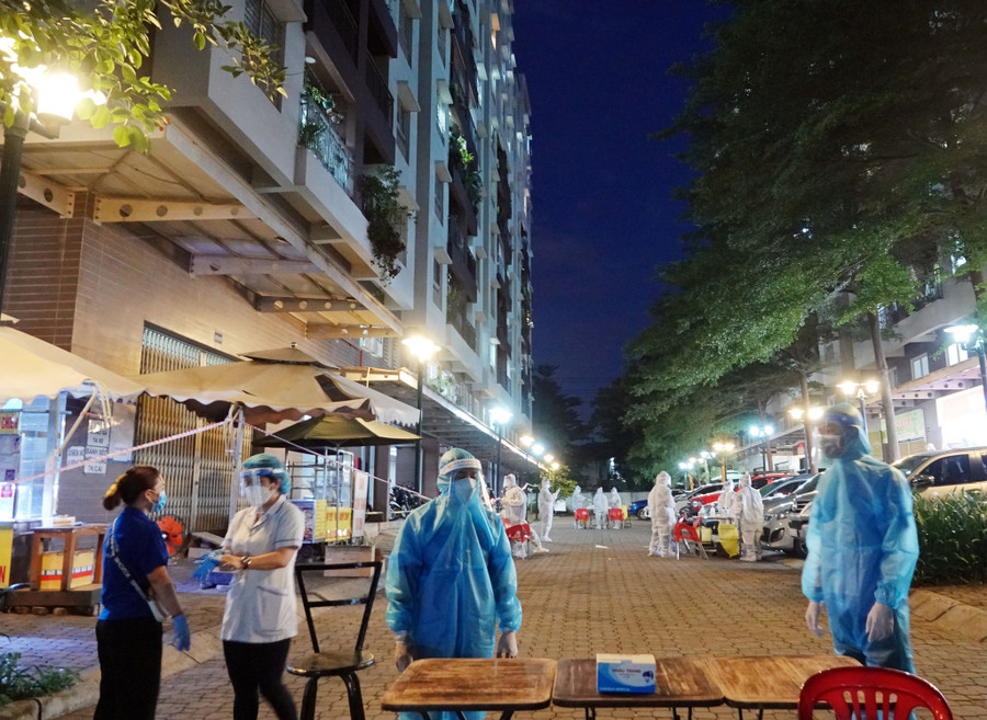 Cụm chung cư Ehome 3 với khoảng 12.000 cư dân những ngày phong tỏa phòng dịch