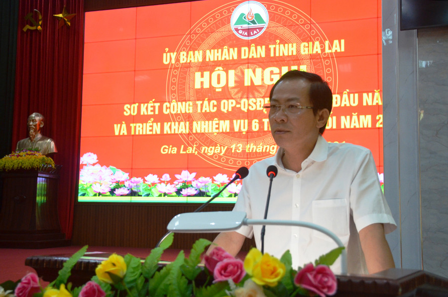 Đồng chí Đỗ Tiến Đông phát biểu tại hội nghị. Ảnh: Vĩnh Hoàng