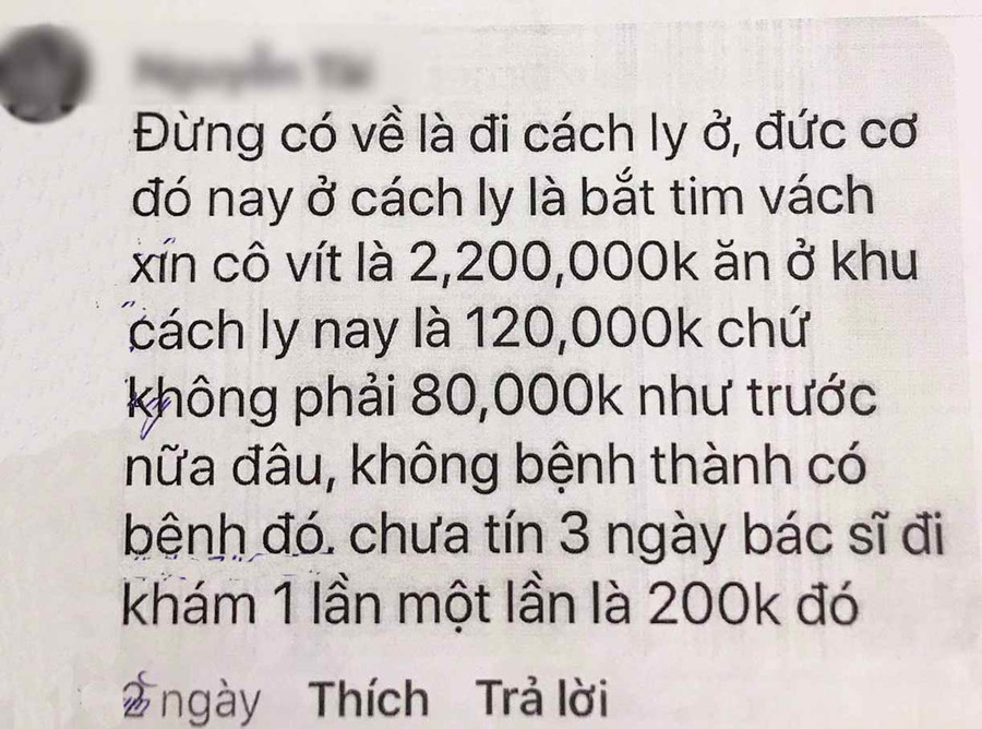 Nội dung đăng tải sai sự thật của anh Tài trên mạng xã hội Facebook