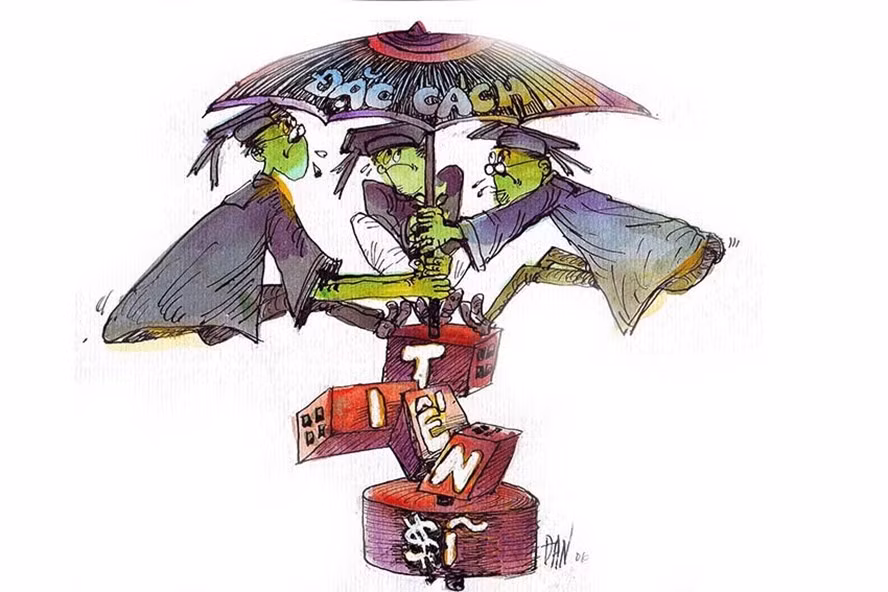 Hạ chuẩn không có nghĩa là đặc cách cho tiến sĩ. Tranh minh hoạ Đan Hạ chuẩn không có nghĩa là đặc cách cho tiến sĩ. Tranh minh hoạ Đan