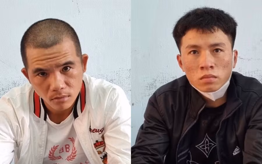  2 đối tượng Thi (trái) và Vương tại cơ quan Công an. Ảnh: Văn Ngọc