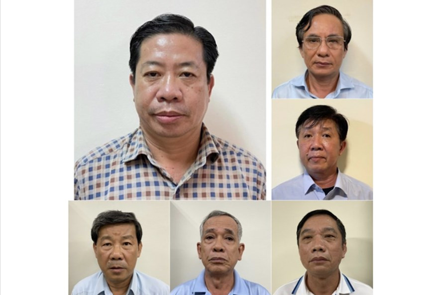 6 bị can bừa bị khởi tố bắt tạm giam liên quan đến những sai phạm đất đai ở Bình Dương. Ảnh BCA 6 bị can bừa bị khởi tố bắt tạm giam liên quan đến những sai phạm đất đai ở Bình Dương. Ảnh BCA