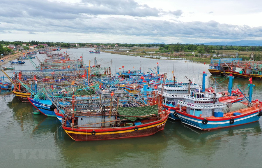 Tàu thuyền của ngư dân tránh trú bão tại khu neo đậu Cửa Viêt. (Ảnh: Hồ Cầu/TTXVN) Tàu thuyền của ngư dân tránh trú bão tại khu neo đậu Cửa Viêt. (Ảnh: Hồ Cầu/TTXVN)