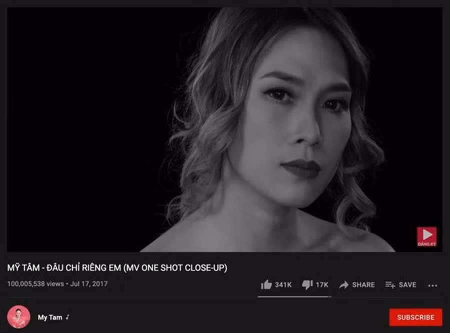 MV đầu tiên vượt mốc 100 triệu lượt xem của Mỹ Tâm. Ảnh: NSCC.